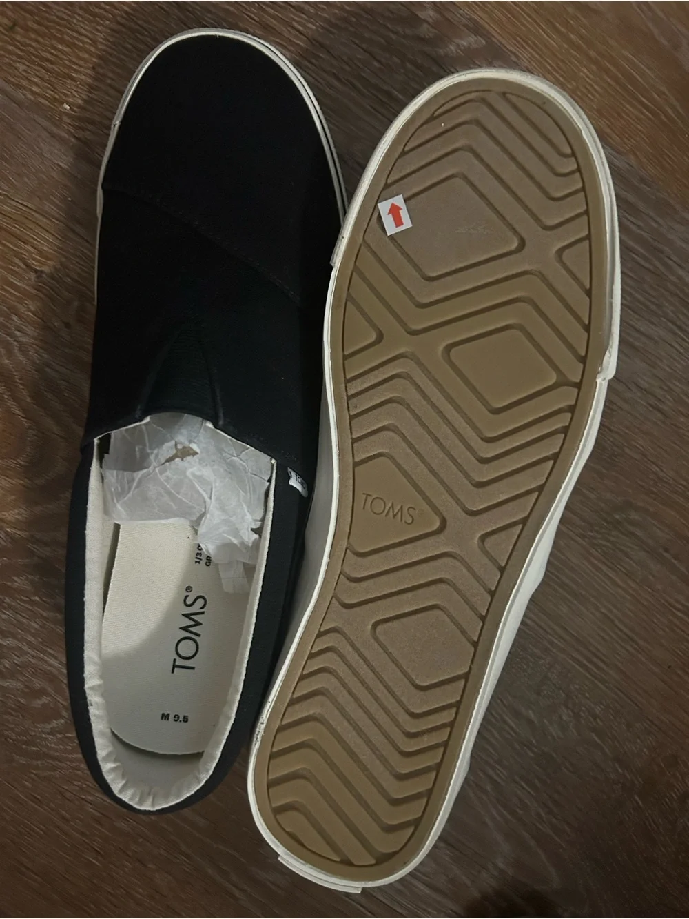 TOMS Black Canvas Slip-On Sneakers with White Trim